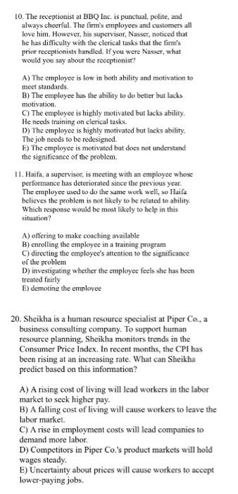 10. The receptionist at BBQ Inc. is punctual,