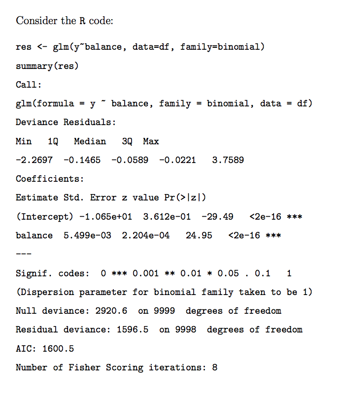 (d) (4 marks] Consider the Default dataset from