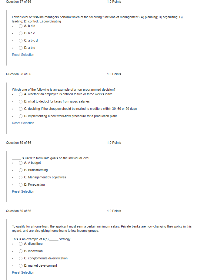Question 57 of 66 1.0 Points Lower level or