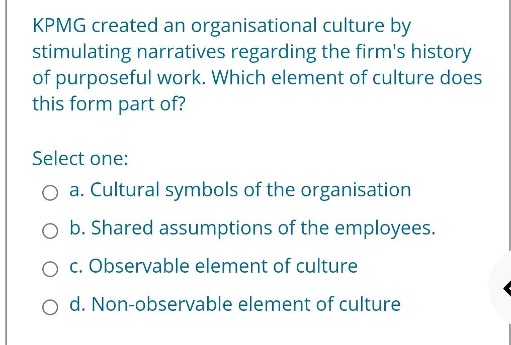 KPMG created an organisational culture by