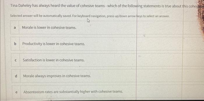 pls answer all Tina Daheley has always heard the