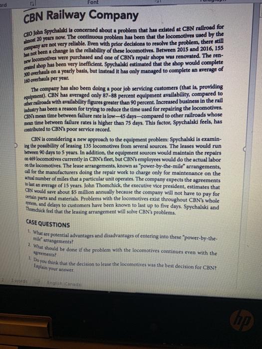 ard Font CBN Railway Company CEO John Spychelld