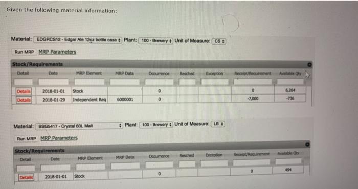 Given the following material information: