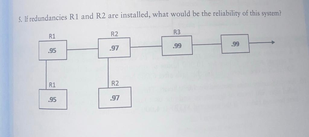5. If redundancies R1 and R2 are installed, what