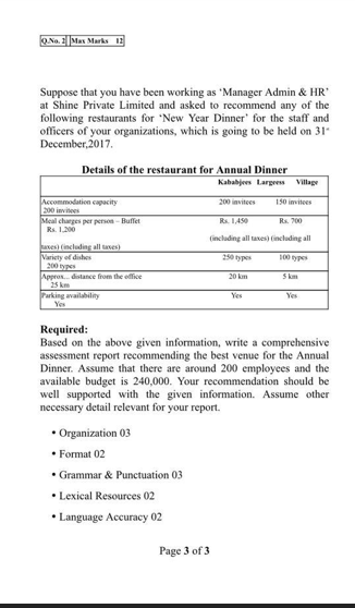 O.No.2 Max Marks 13 Suppose that you have been