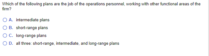 Which of the following plans are the job of the