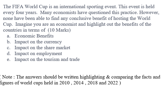 The FIFA World Cup is an international sporting