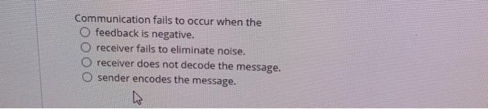 Communication fails to occur when the feedback is