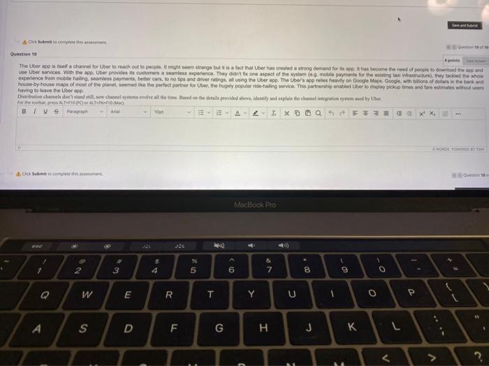 wand Submit Question 10 The Uber app is itself a