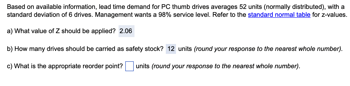 Based on available information, lead time demand
