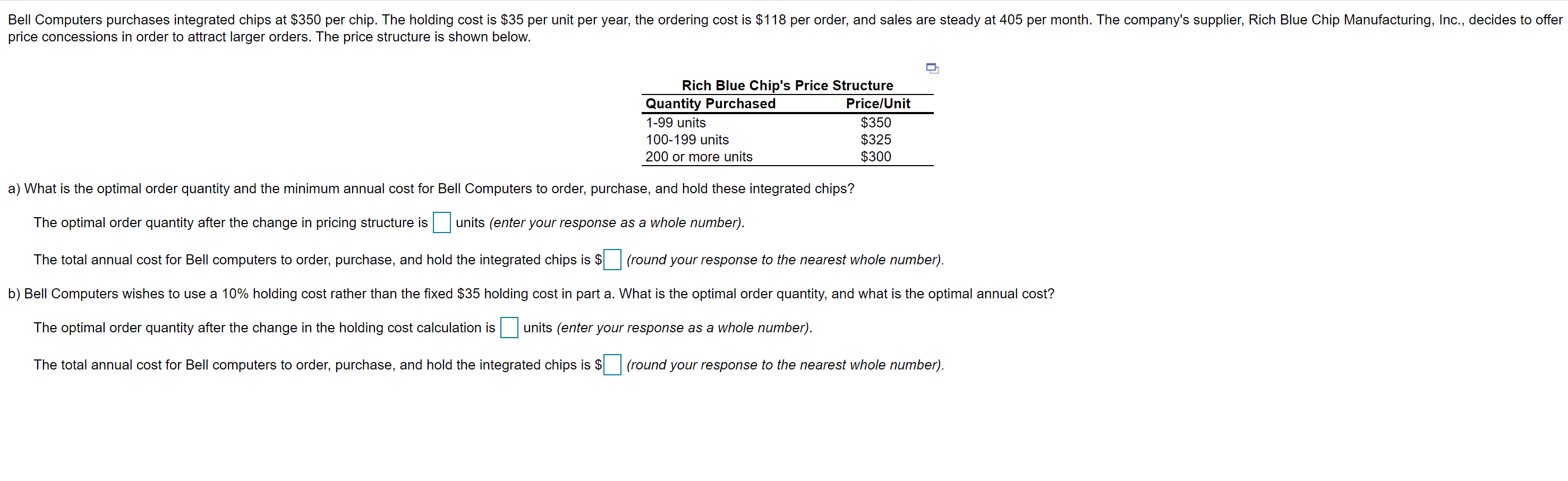 Bell Computers purchases integrated chips at $350