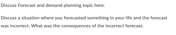 Discuss Forecast and demand planning topic here.