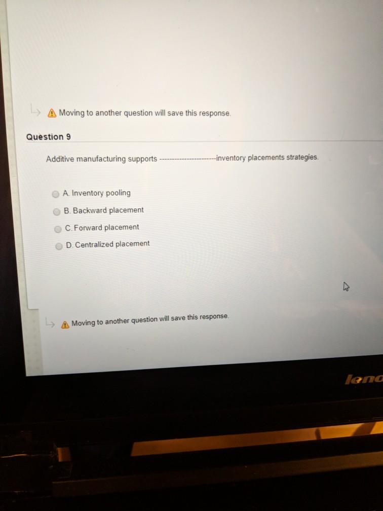 A Moving to another question will save this