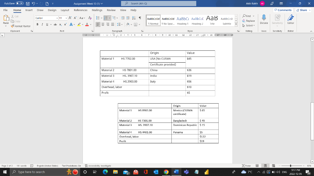 Based on below information calculate for a final