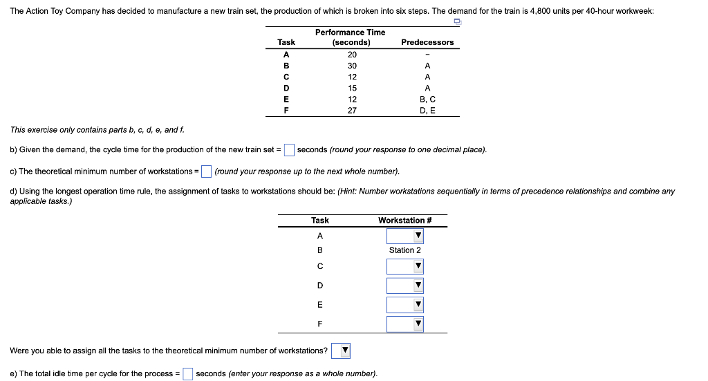 b) Given the demand, the cycle time for the