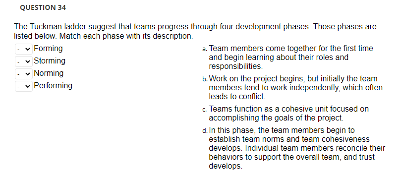 The Tuckman ladder suggest that teams progress