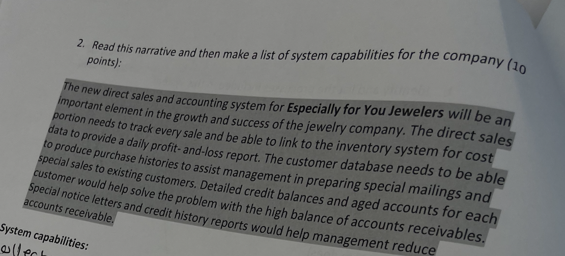 System benefits: System capabilities: Q4.
