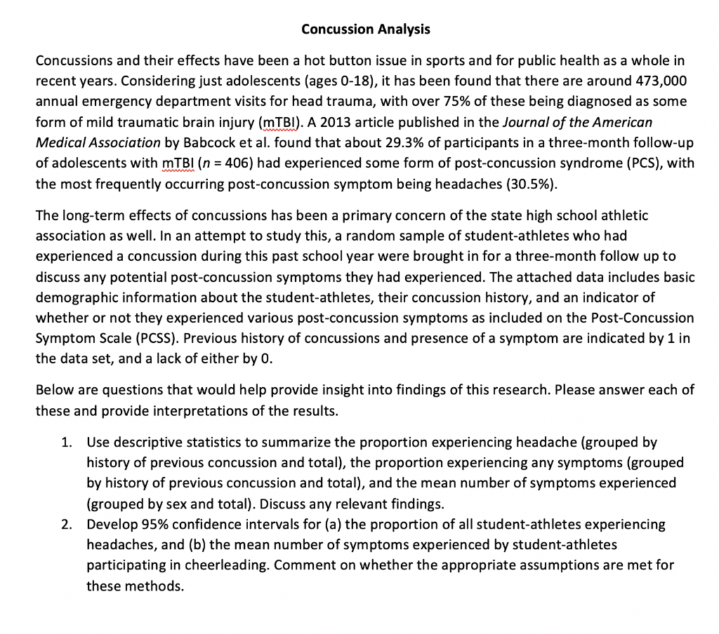 Concussion Analysis Concussions and their effects