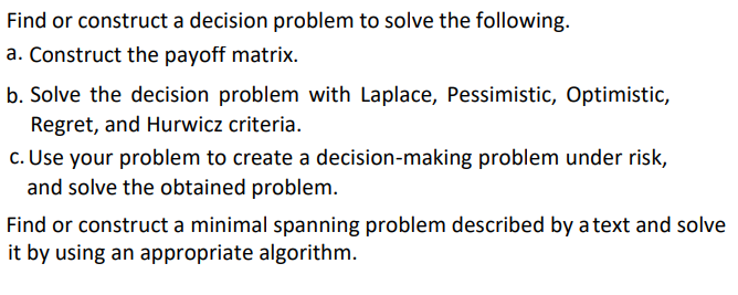 Find or construct a decision problem to solve the