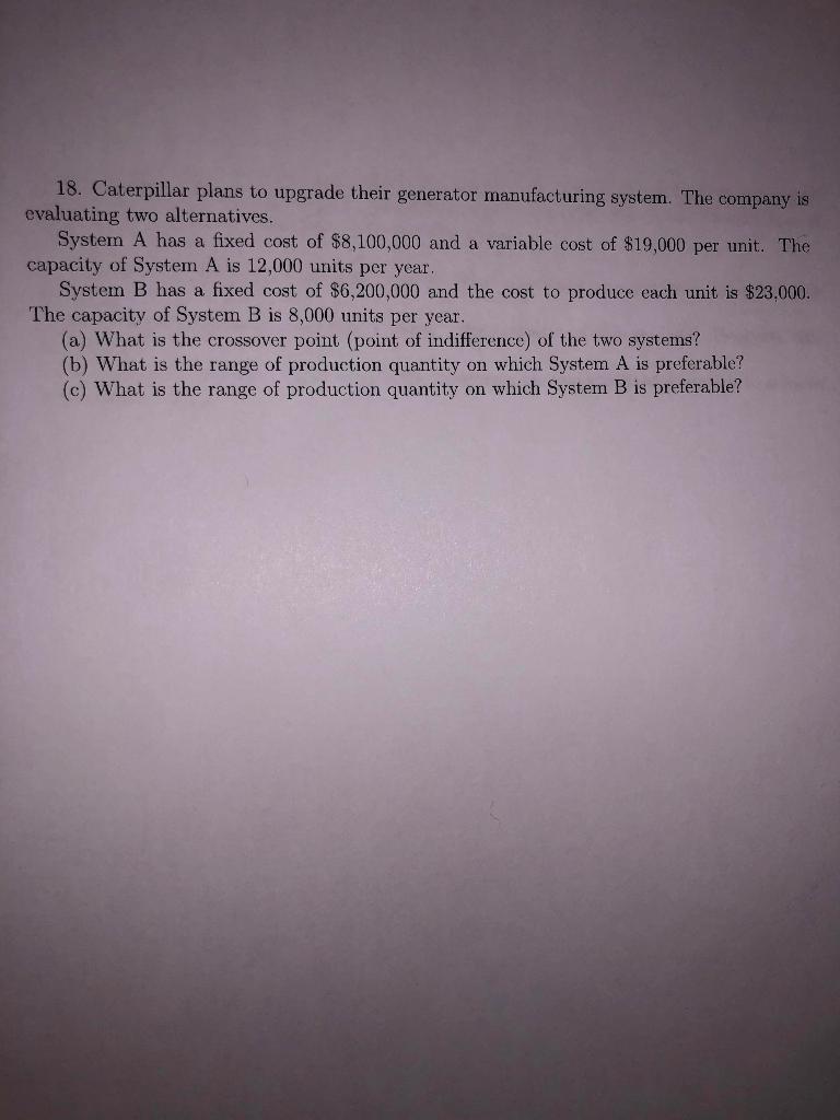18. Caterpillar plans to upgrade their generator
