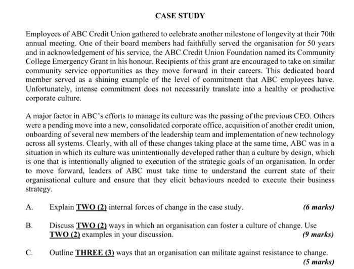 CASE STUDY Employees of ABC Credit Union gathered