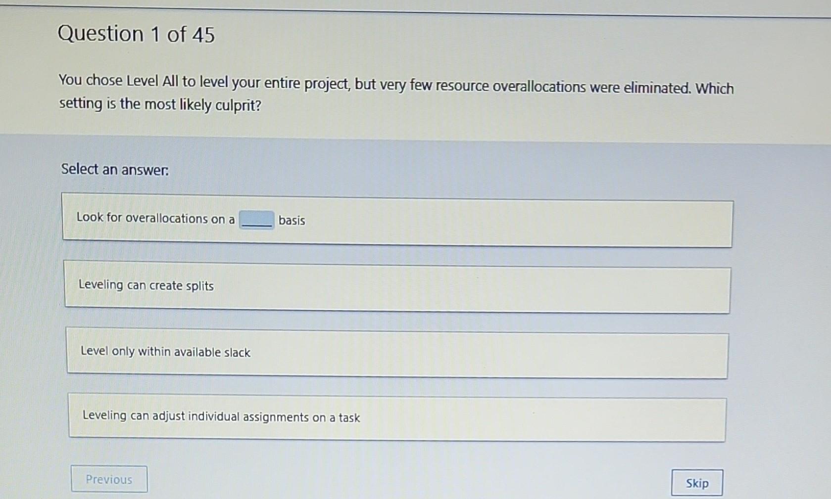 You chose Level All to level your entire project,