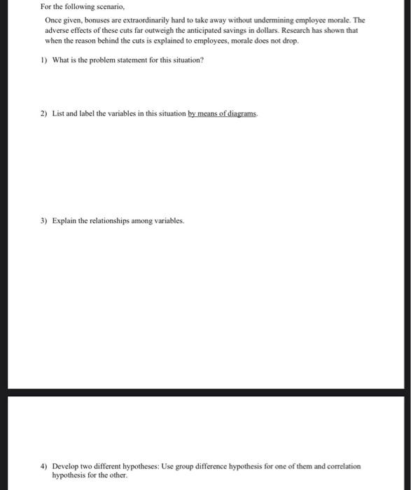 For the following scenario, Once given, bonuses