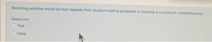 Monitoring activities should be kept separate
