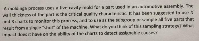 A moldinga process uses a five-cavity mold for a