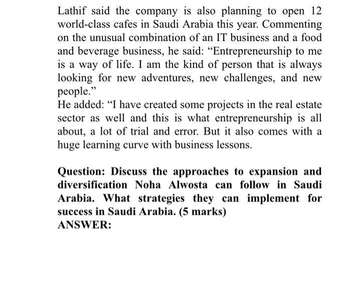 CASE 1: IT firm Noha Alwosta expansion in line