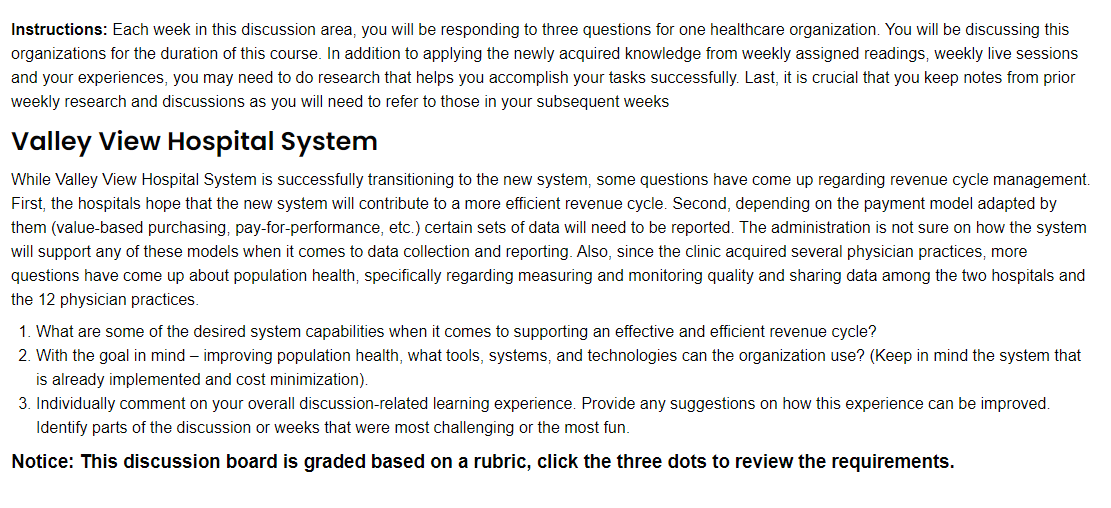 Instructions: Each week in this discussion area,