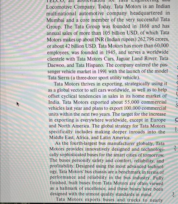 questions 1-4 please Locomotive Company. Today,