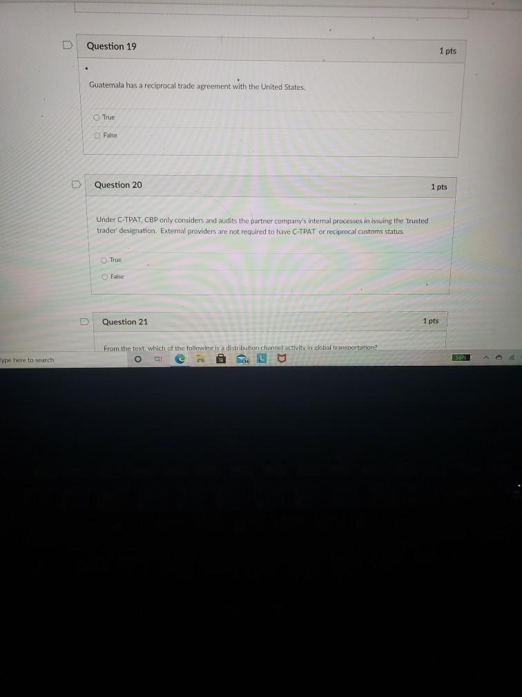 Question 19 1 pts + Guatemala has a reciprocal