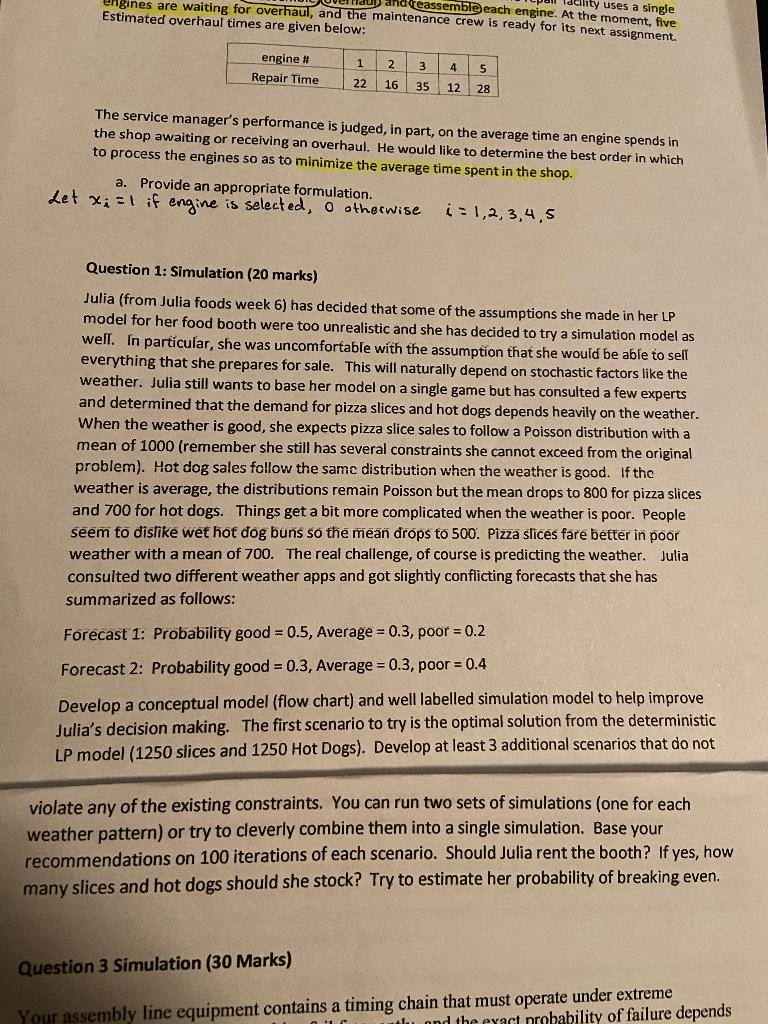 Estines are waiting for overhaul, and the