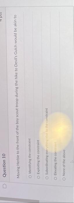 Question 10 Moving Herbie to the front of the boy