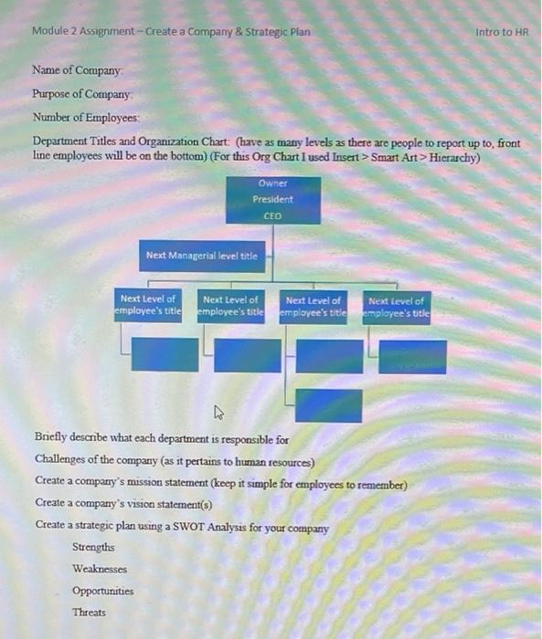 Create Company and Strategic Plan Ah Module