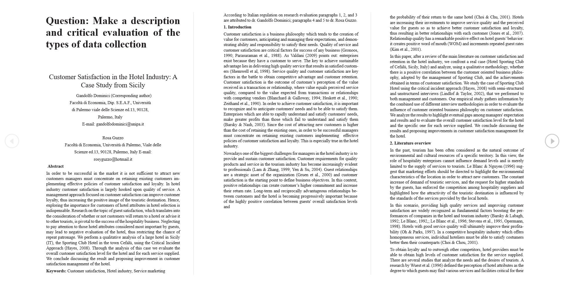 Question: Make a description According to Italian