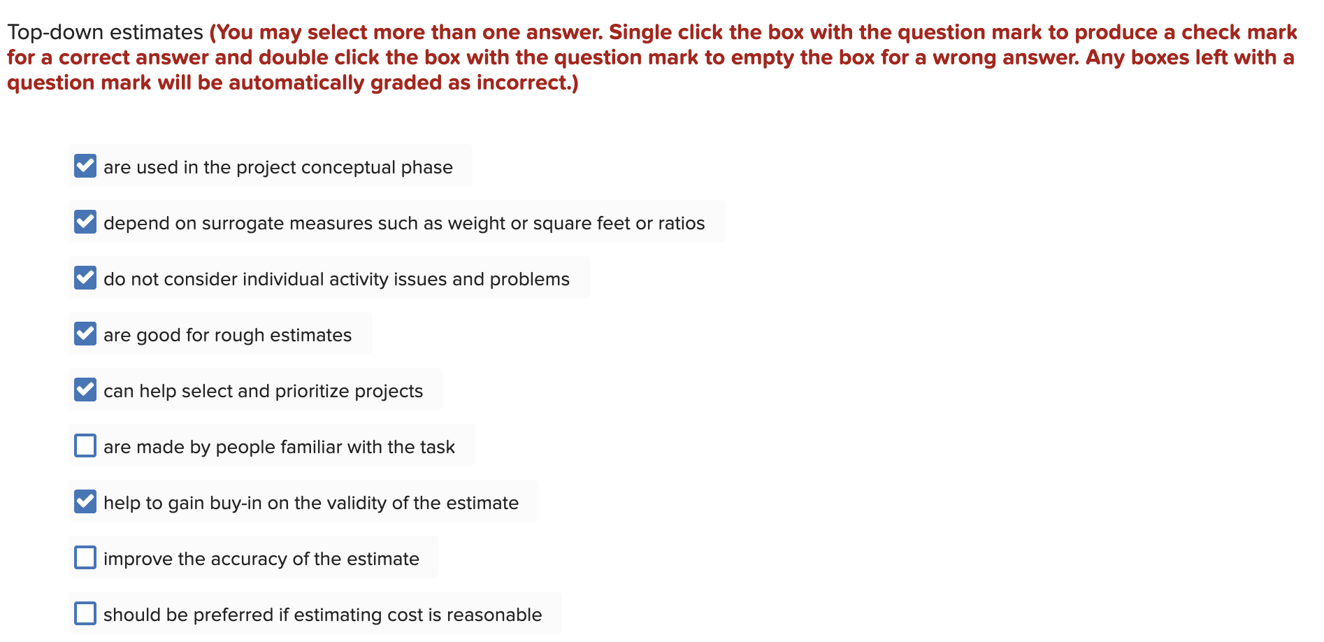 Which ones are correct regarding top-down