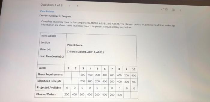 Current Attempt in Progress Camplete irventory