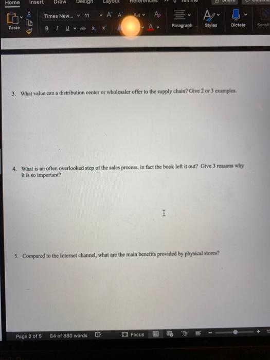 questions 3,4 and 5 Home Insert Insert Draw CN