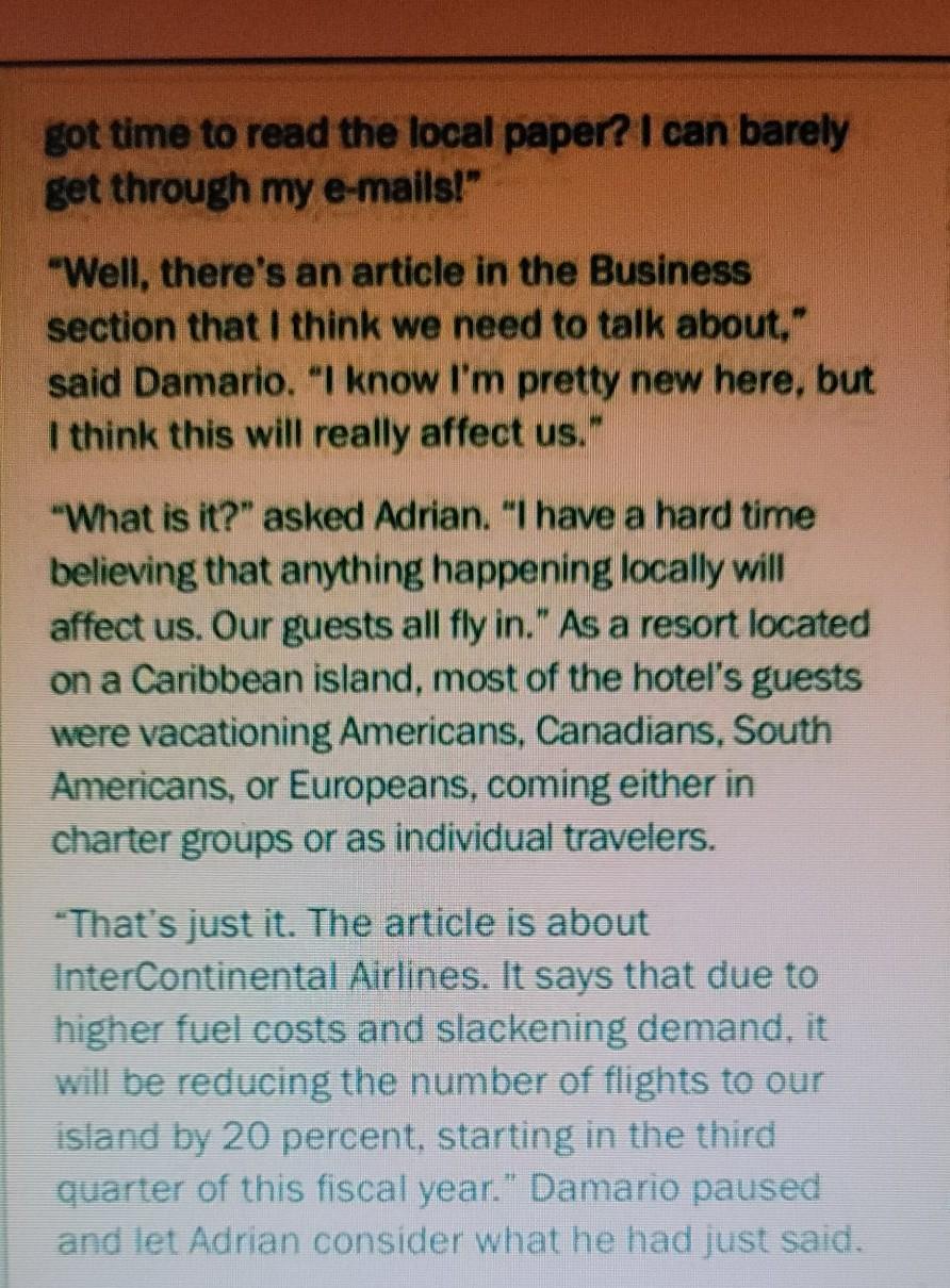 KEY CONCEPT CASE STUDY Damario had just placed a