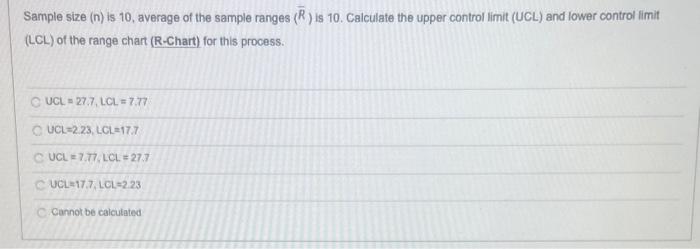 Sample size (n) is 10 , average of the sample
