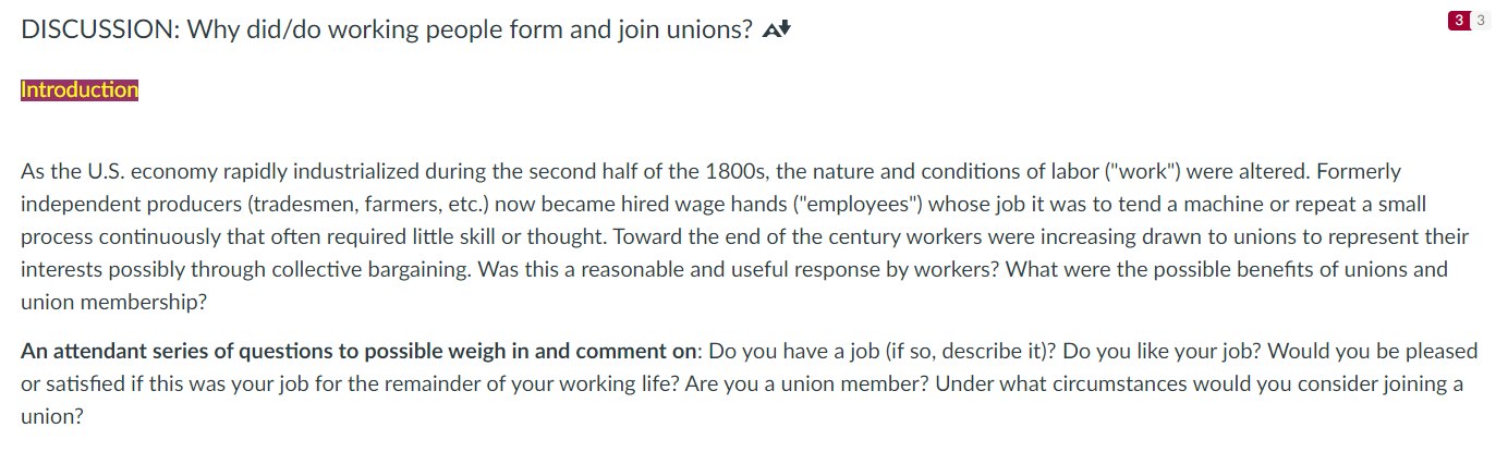 3 3 DISCUSSION: Why did/do working people form