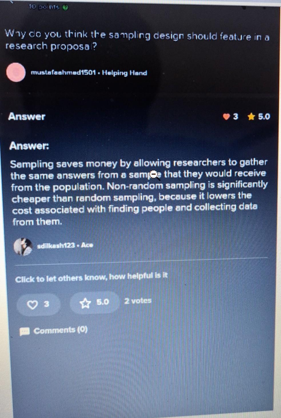 10 11 Why do you think the sampling design should