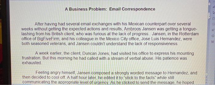 A Business Problem: Email Correspondence DR After