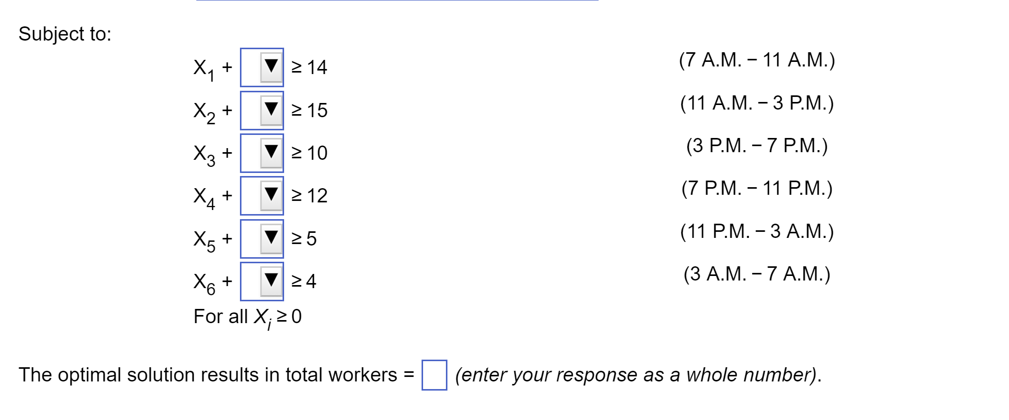 minimum number of workers needed during the 6