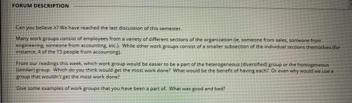 FORUM DESCRIPTION Can you believe it? We have