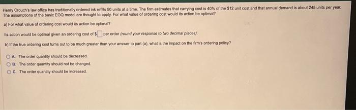 Henry Crouch's law office has tradsonaly ordered