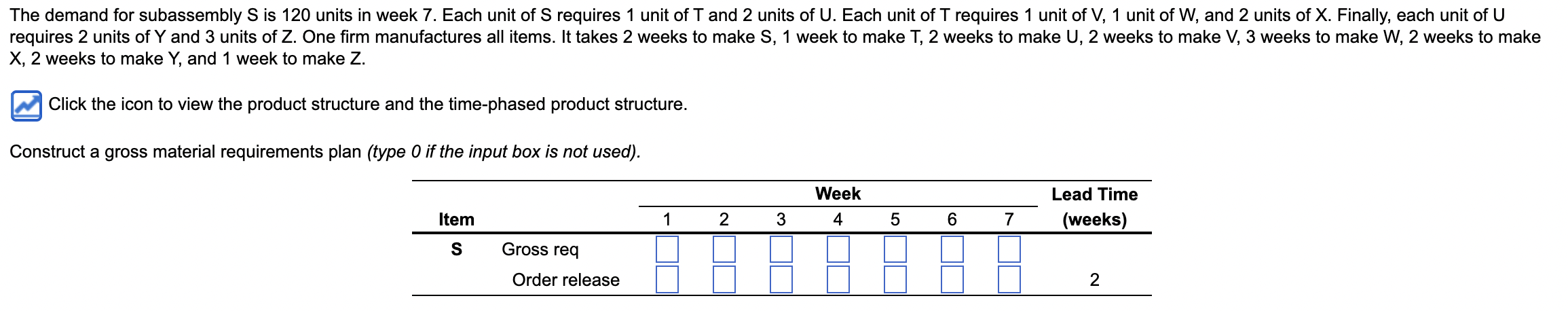 K, 2 weeks to make Y, and 1 week to make Z. Click