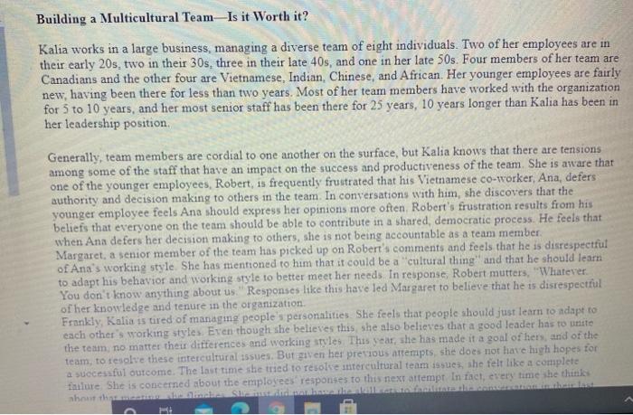 Building a Multicultural Team-Is it Worth it?